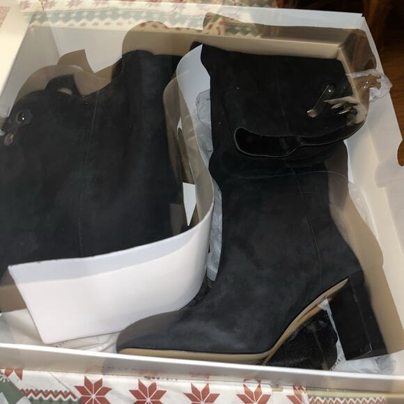 New WHBM White House Black Market Jaz Black Suede Over the Knee Boots Tall Sz 9 - Picture 12 of 13